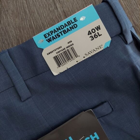 NWT Savane Dress Pants Expandable Waist Vintage Indigo Straight Fit Mens 40 x 36 - Picture 7 of 12